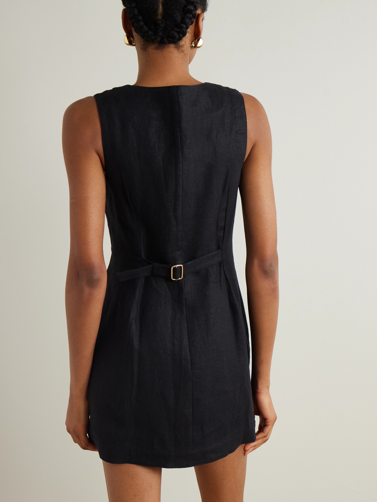 Shop Posse Emma Linen Mini Dress In Black