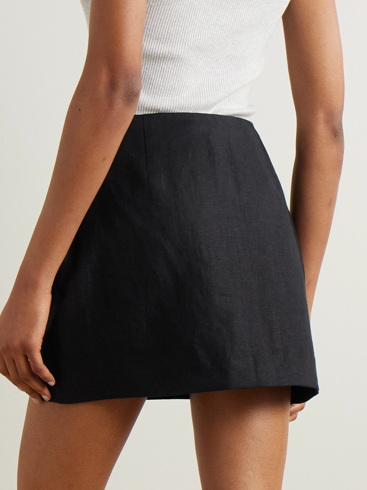 Shop Posse Alice Linen Mini Skirt In Black