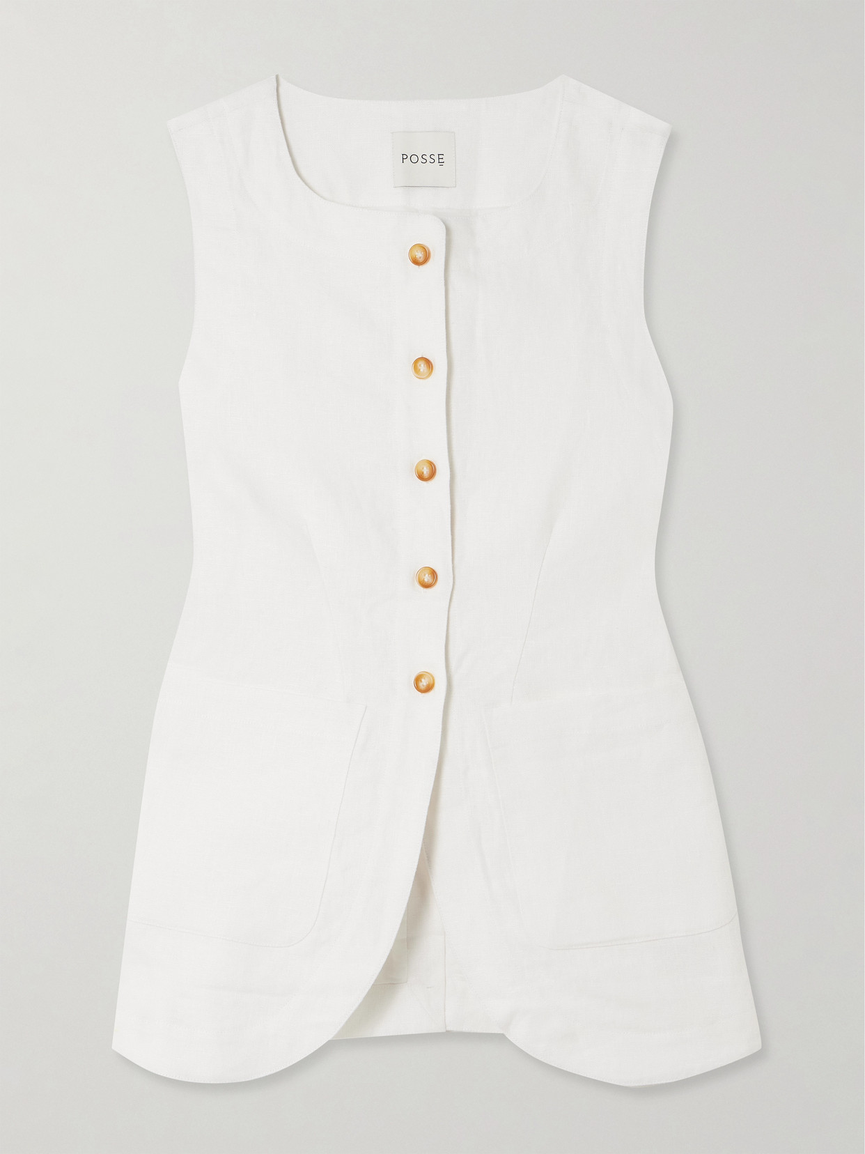 Posse Emma Linen Vest In Ivory