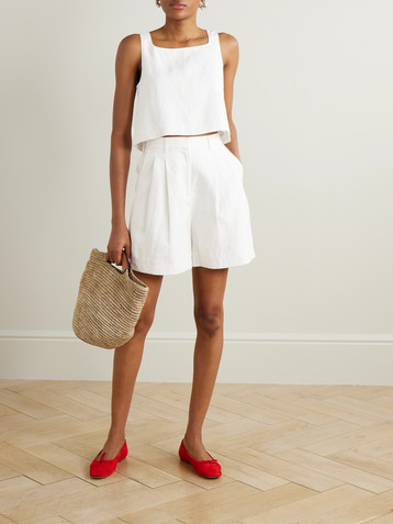 POSSE Marchello pleated linen shorts