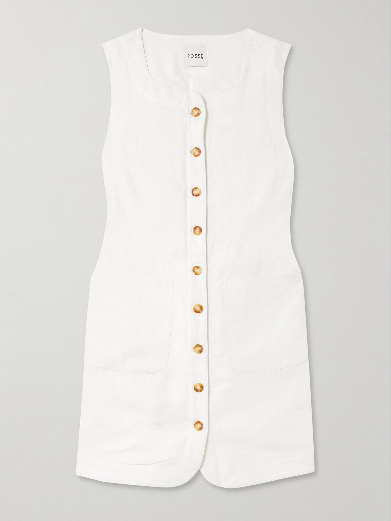 Posse Emma Linen Mini Dress In Ivory