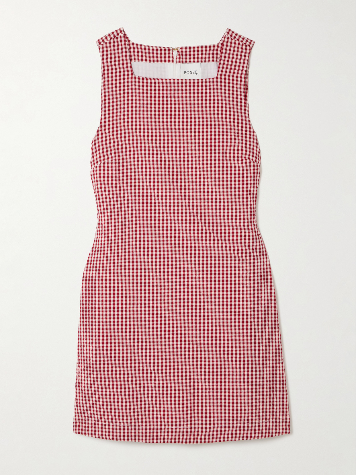 Posse Emma Gingham Linen-seersucker Mini Dress