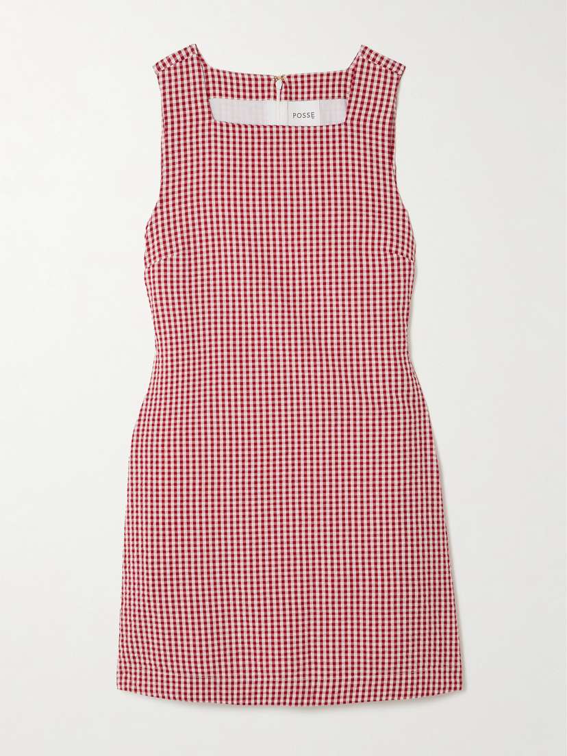 Posse Emma Gingham Cotton-seersucker Mini Dress