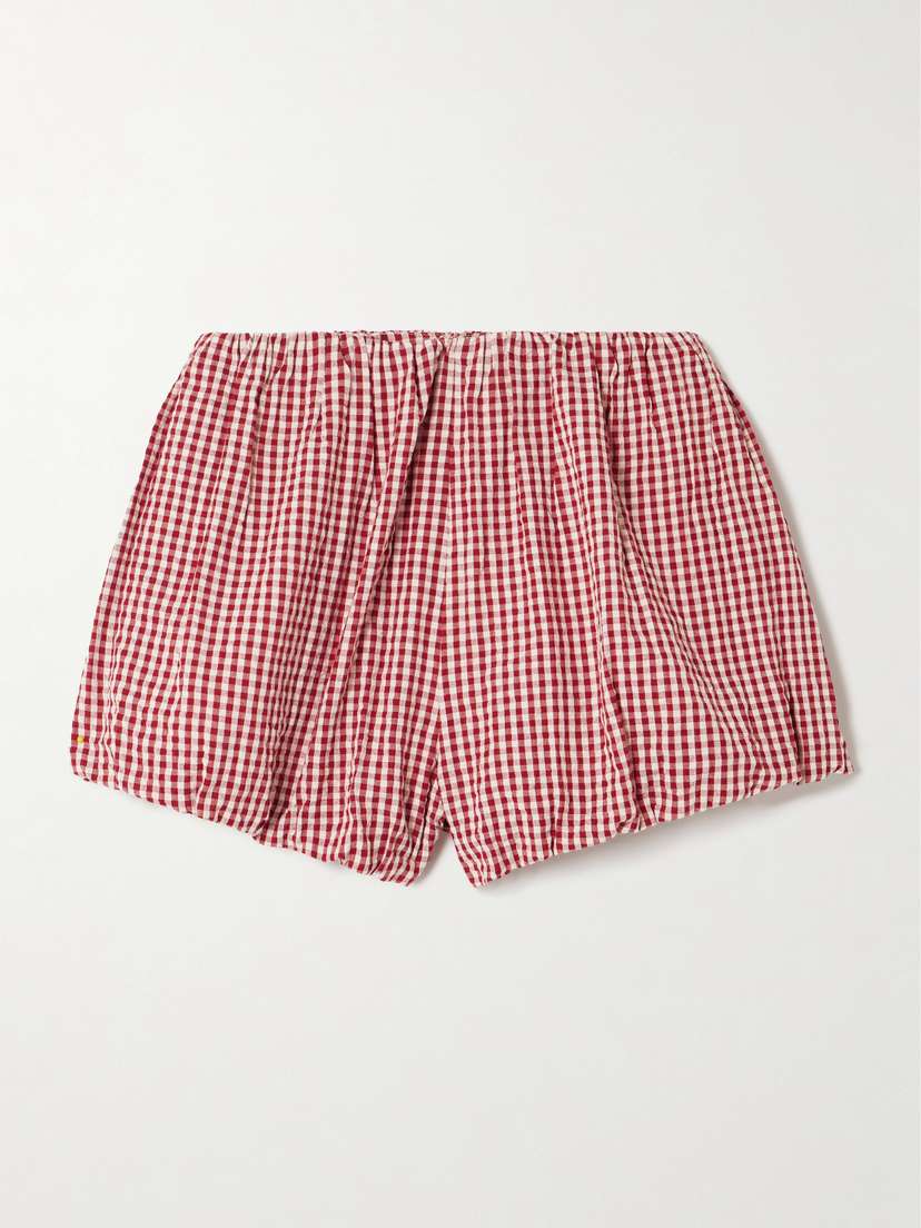 Posse Aurelia Gingham Cotton-seersucker Shorts