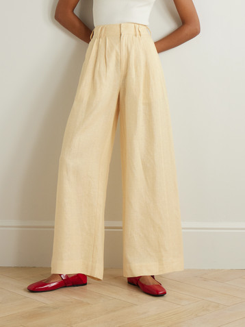 POSSE Parker pleated linen wide-leg pants