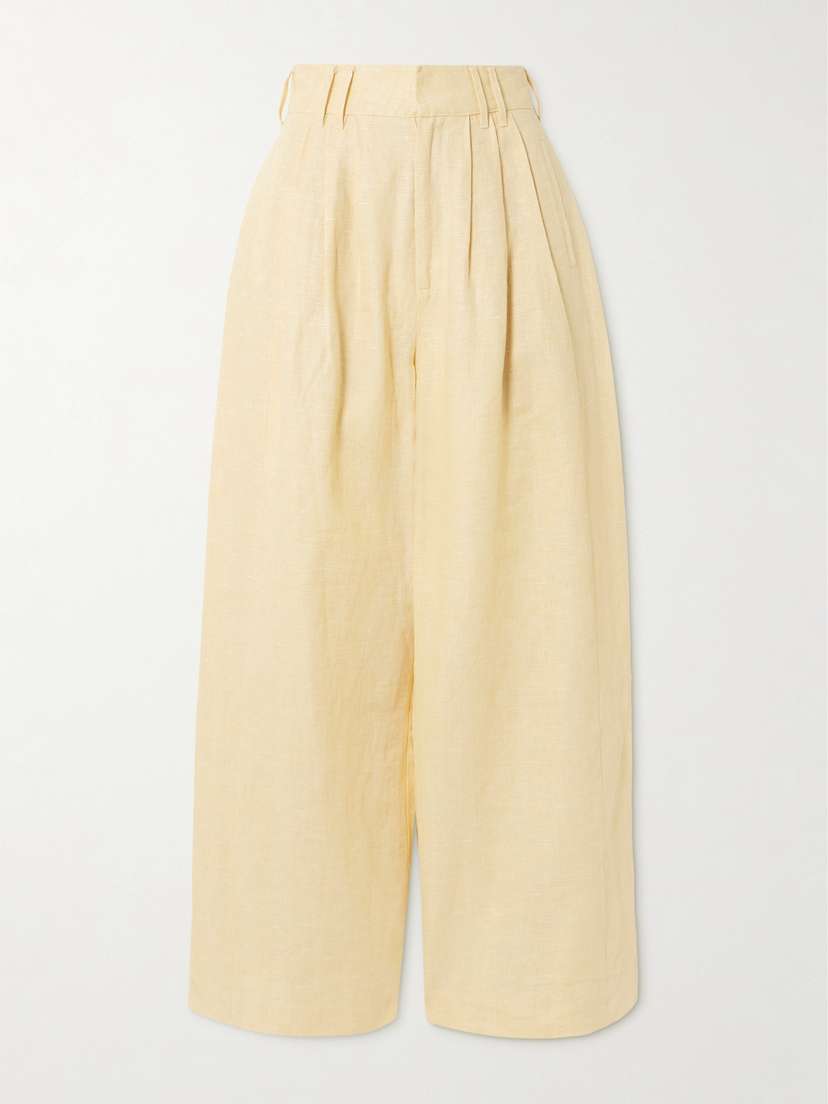 Posse Parker Pleated Linen Wide-leg Pants