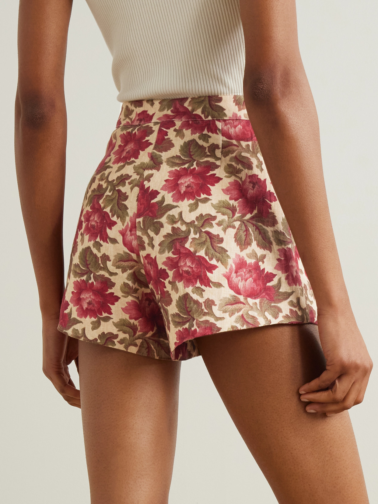 Posse Rosalie Floral-print Linen Shorts In Multi