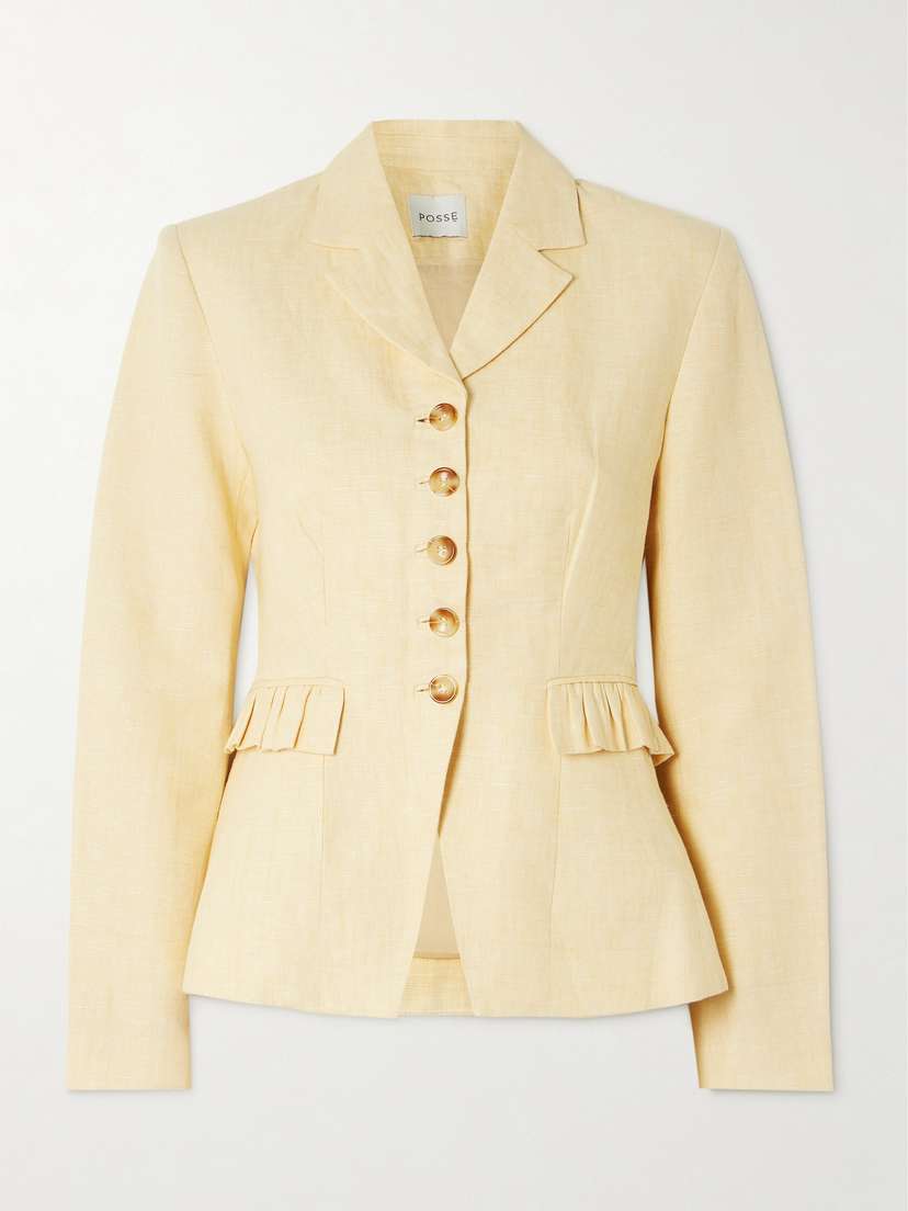 Posse Matilda Ruffled Linen Blazer