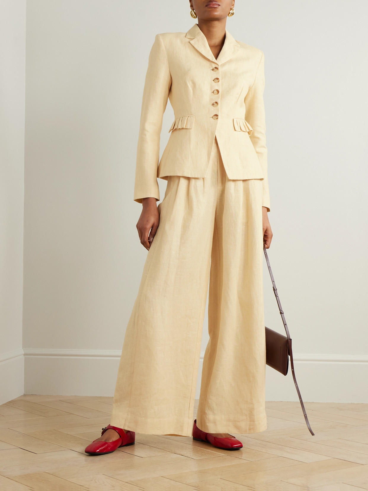 POSSE MATILDA RUFFLED LINEN BLAZER