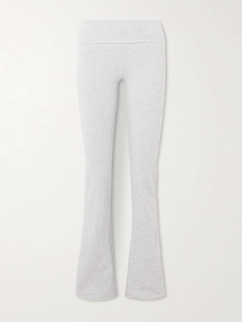Skims Stretch-cotton Jersey Foldover Pants - Light Heather Grey