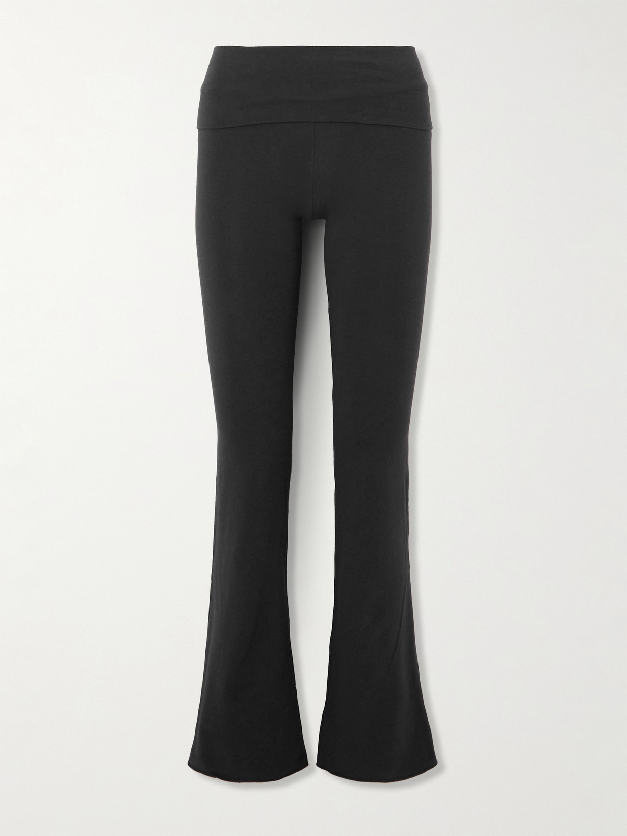Skims Black Cotton Jersey Foldover Lounge Trousers In Soot