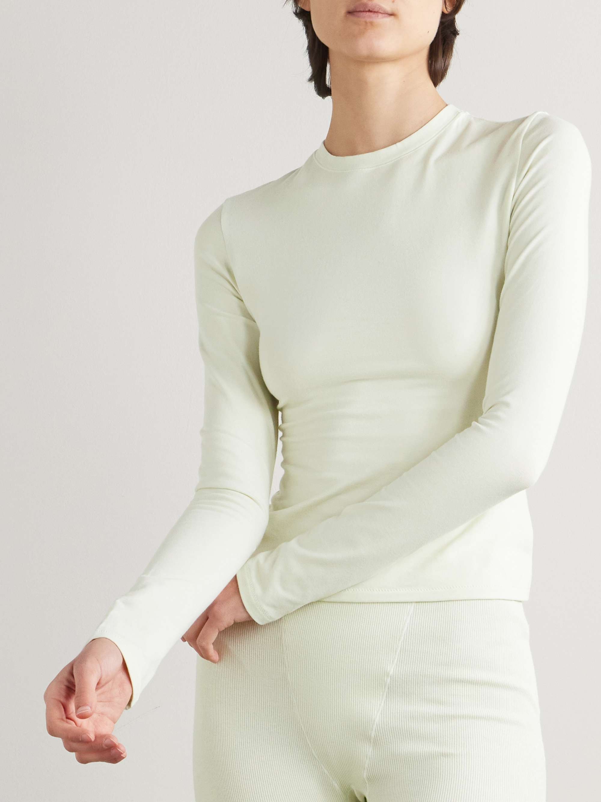 SKIMS Stretch-cotton jersey top - Light Heather Gray