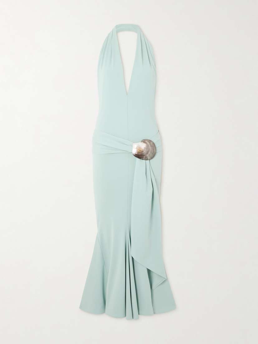 Embellished Stretch Recycled-satin Halterneck Midi Dress - x small | Image | 0