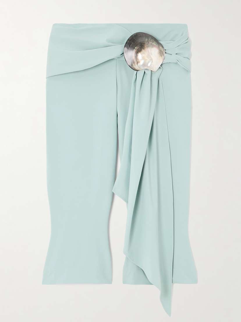 Conner Ives Cropped Embellished Stretch Recycled-satin Skinny Pants