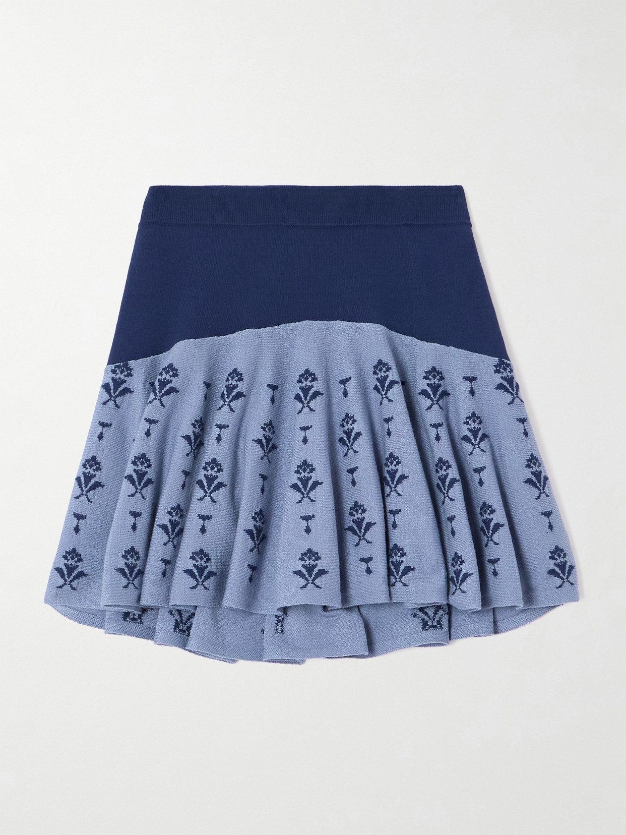 Conner Ives Two-tone Jacquard-knit Mini Skirt In Blue