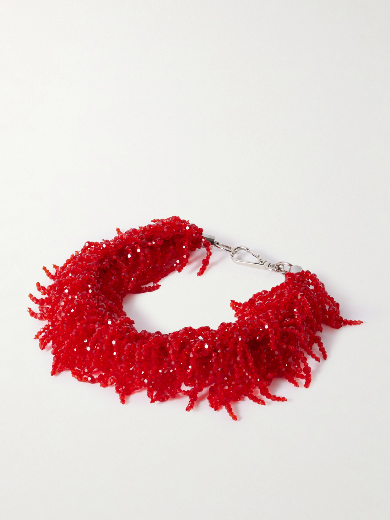 Simone Rocha Silver-tone Crystal Necklace In Red