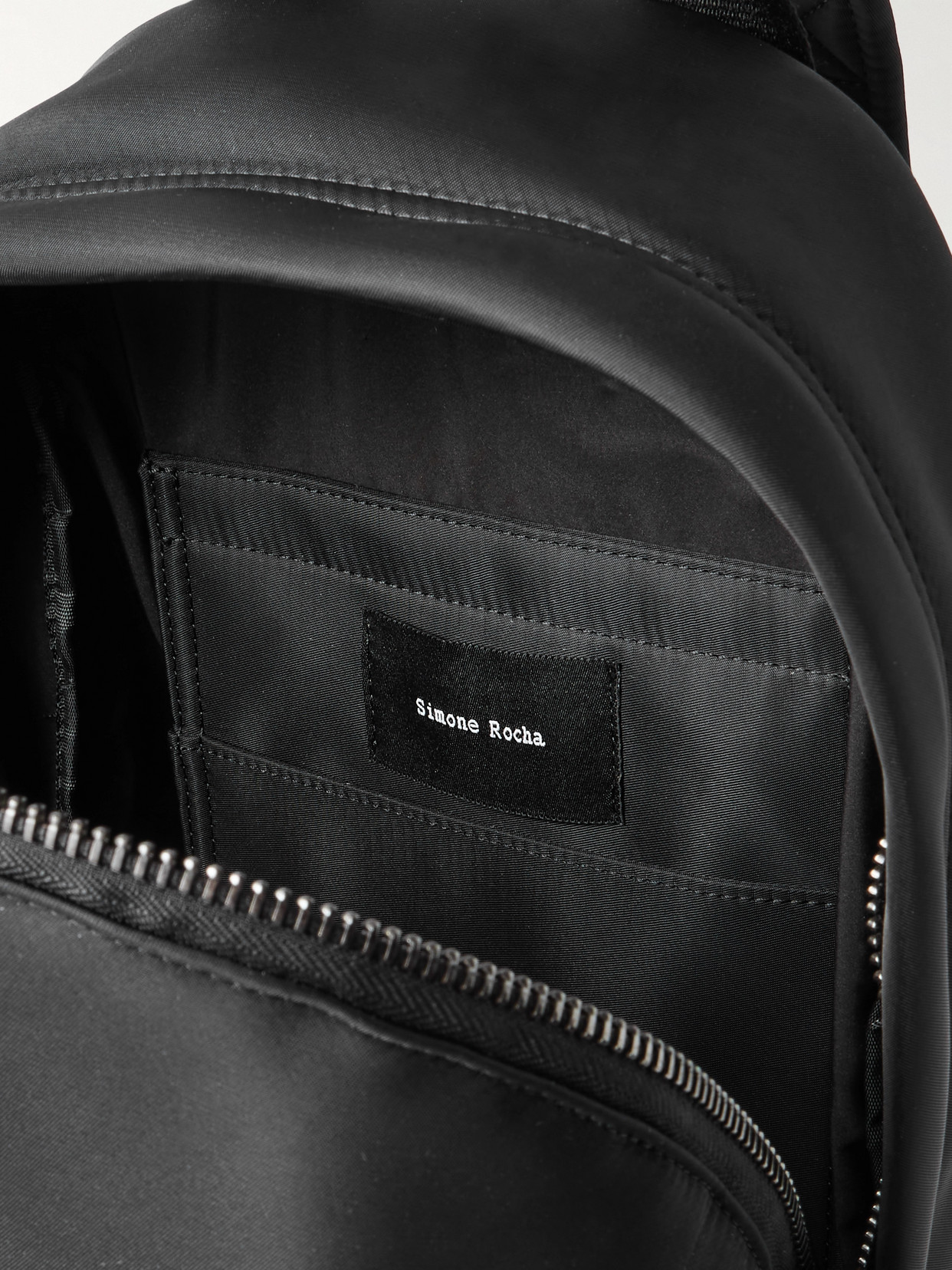 Simone Rocha Bow And Faux Pearl-embellished Shell Backpack In Black
