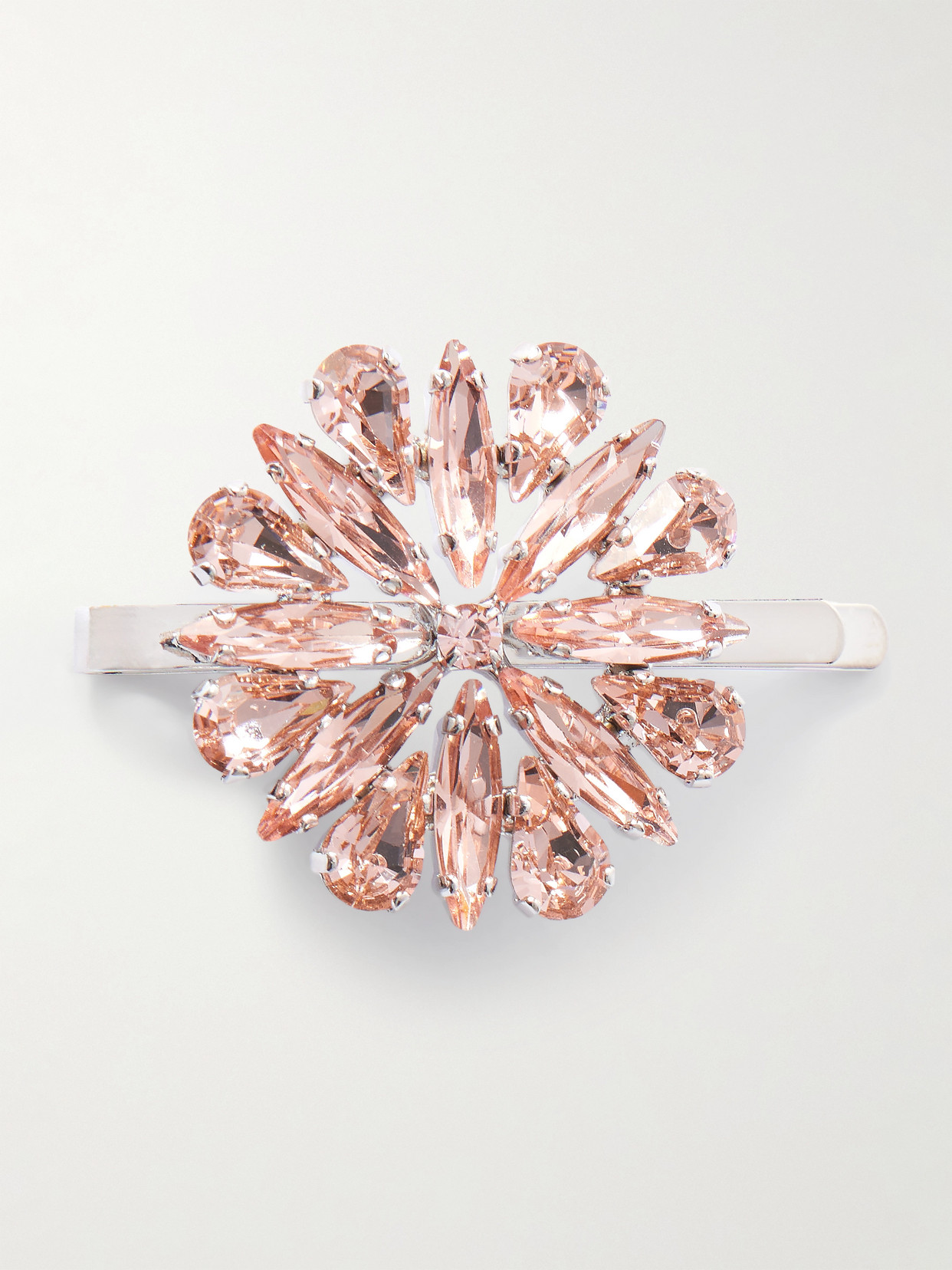 Simone Rocha Crystal-embellished Silver-tone Hair Clip In Pink