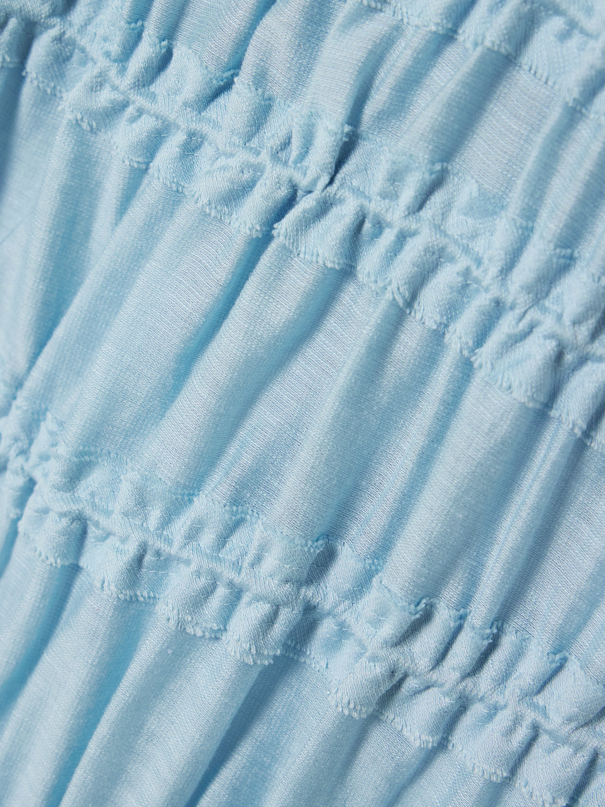 TORY BURCH TIE-DETAILED SMOCKED LYOCELL-BLEND MIDI DRESS