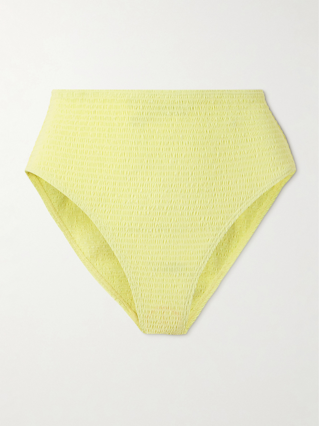 Tory Burch Shirred High-rise Bikini Briefs In Yellow