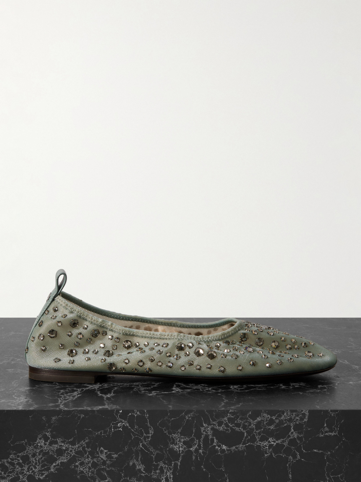 Tory Burch Delicate Mesh Ballerina Flats With Rhinestone Embellishments In Blue