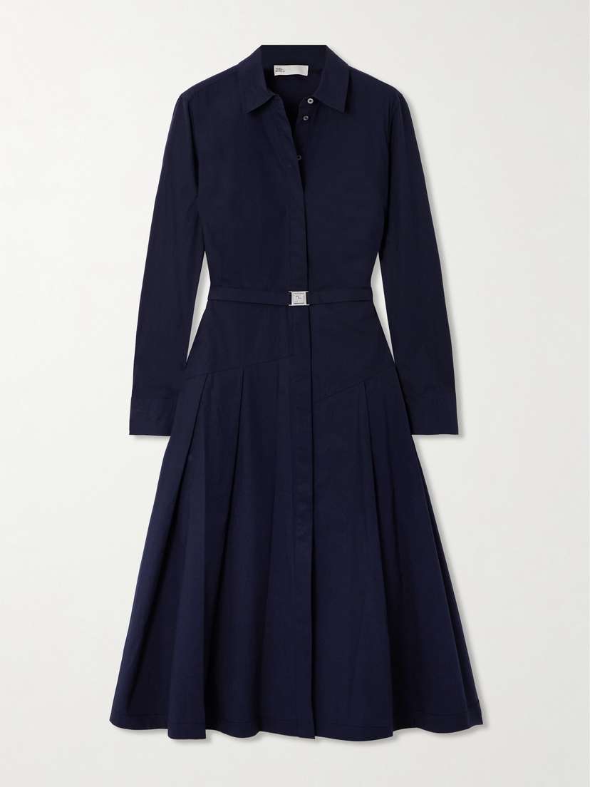 Tory Burch Belted Cotton-blend Poplin Midi Shirt Dress