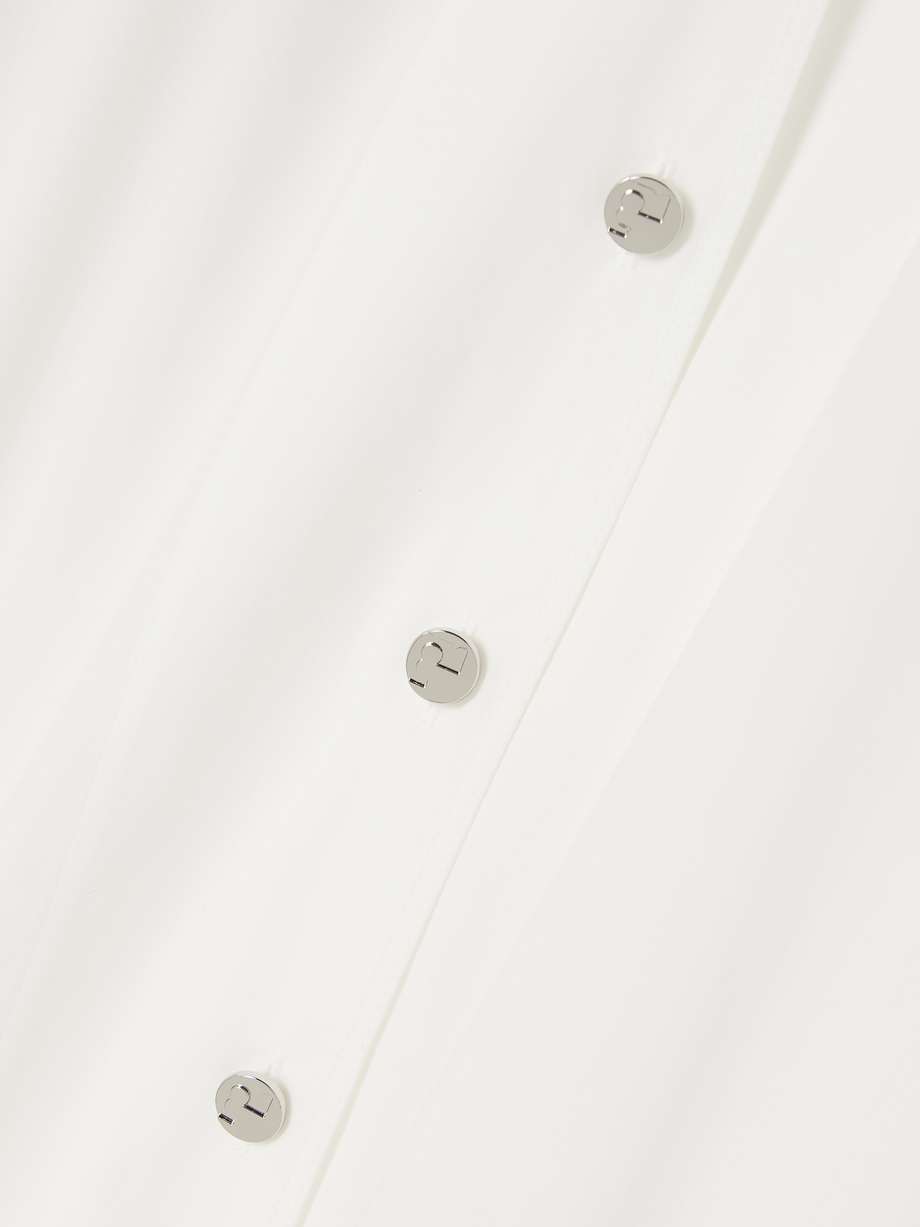 tie-detailed gathered cotton-poplin mini dress