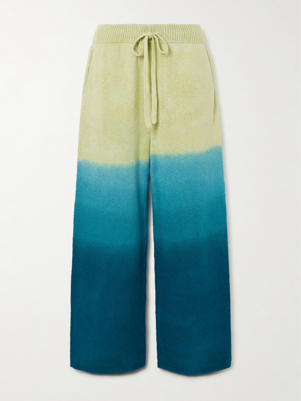 The Elder Statesman Nora Lite Tie-dyed Cotton Wide-leg Pants In Green