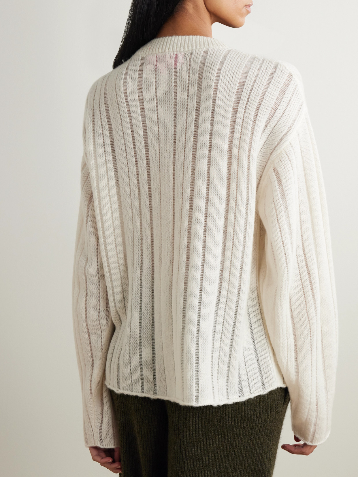 THE ELDER STATESMAN NIMBUS SOLIDS RIBBED CASHMERE AND COTTON-BLEND SWEATER