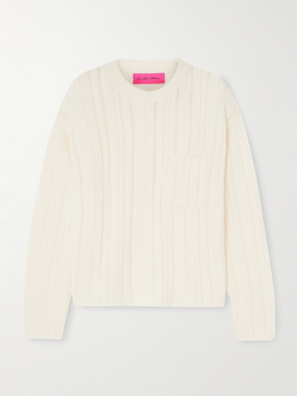 The Elder Statesman Nimbus Solids Ribbed Cashmere And Cotton-blend Sweater In White