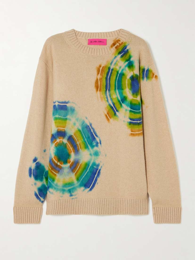 The Elder Statesman Geode Racing Crew Tie-dyed Cashmere Sweater