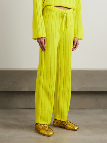 The Elder Statesman Drop Needle ribbed cashmere and cotton-blend wide-leg pants