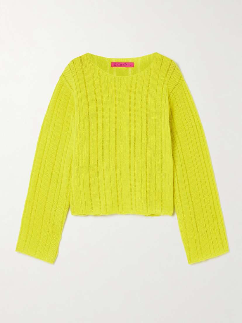 The Elder Statesman Drop Needle Ribbed Cashmere And Cotton-blend Sweater