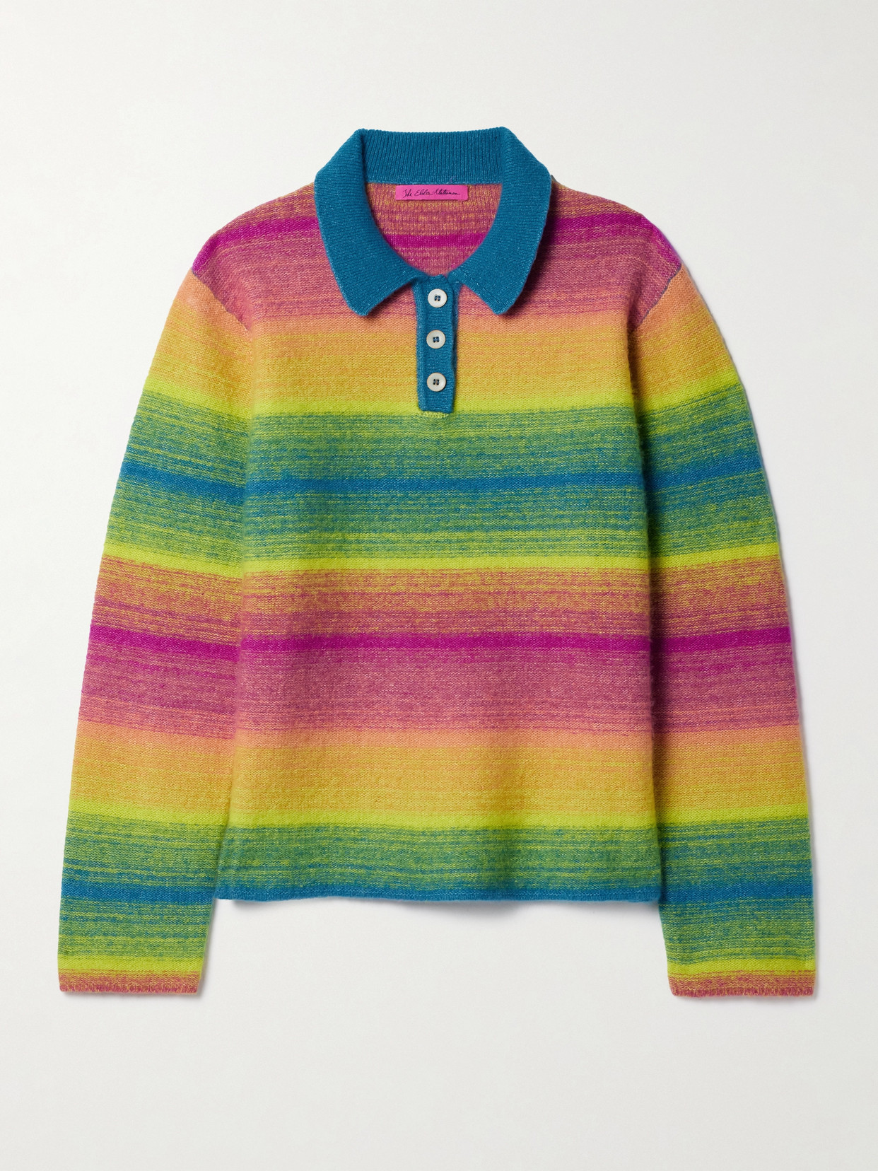The Elder Statesman Multicolor Blurry Stripe Rugby Polo In Multi