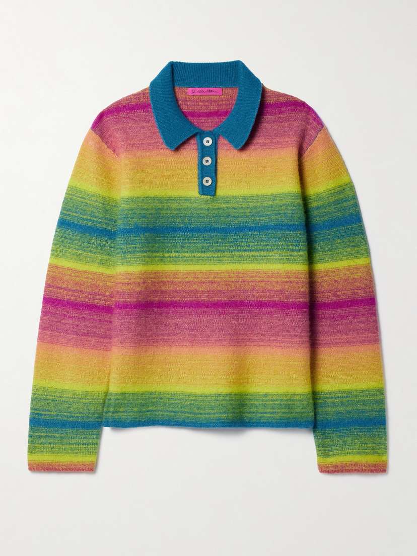 The Elder Statesman Blurry Stripe Oversized Cashmere And Cotton-blend Sweater