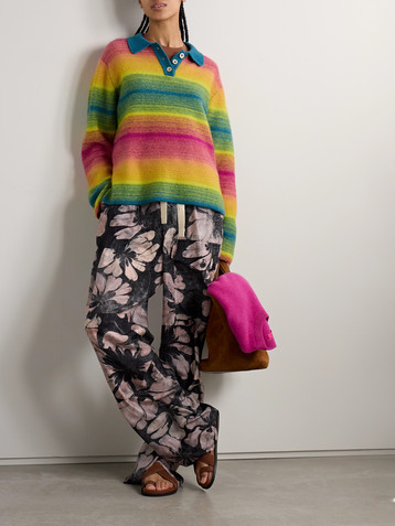 The Elder Statesman Blurry Stripe oversized cashmere and cotton-blend sweater