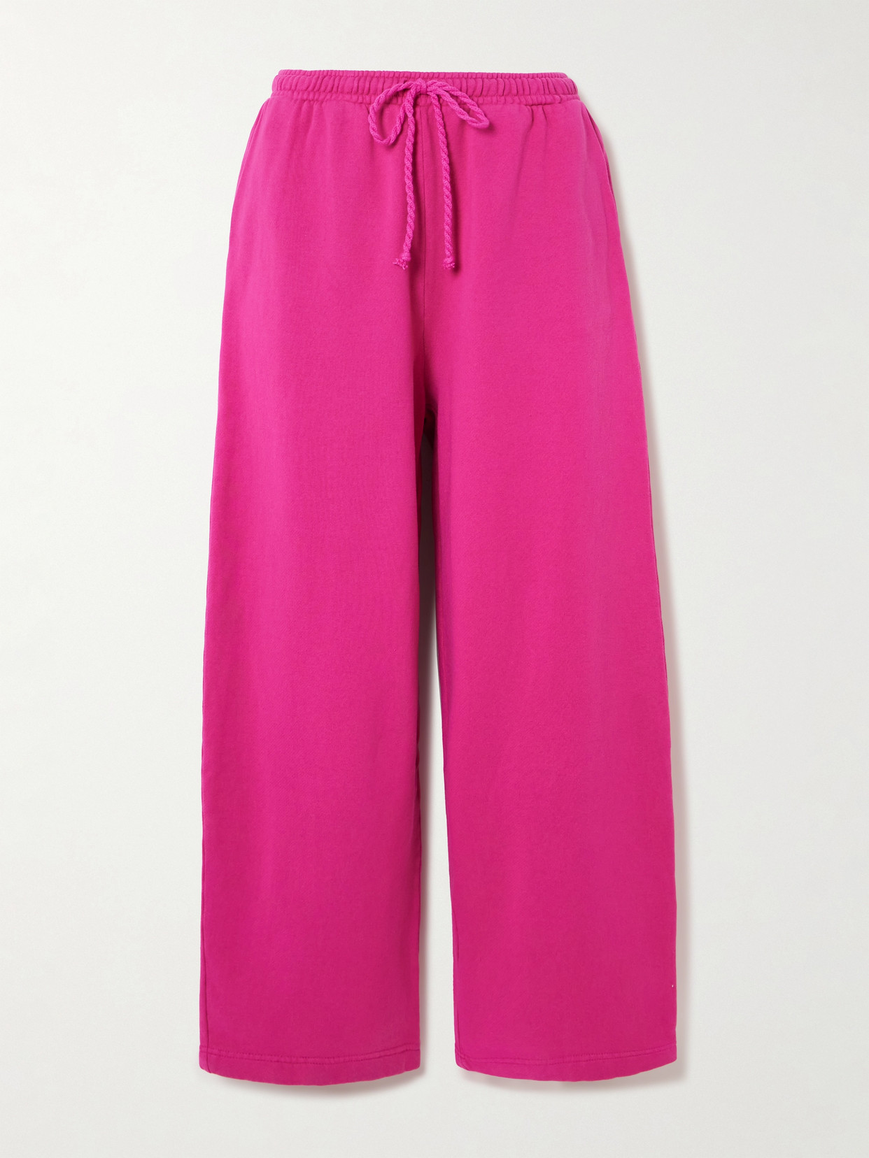 The Elder Statesman Daily Cotton And Cashmere-blend Wide-leg Track Pants In Pink