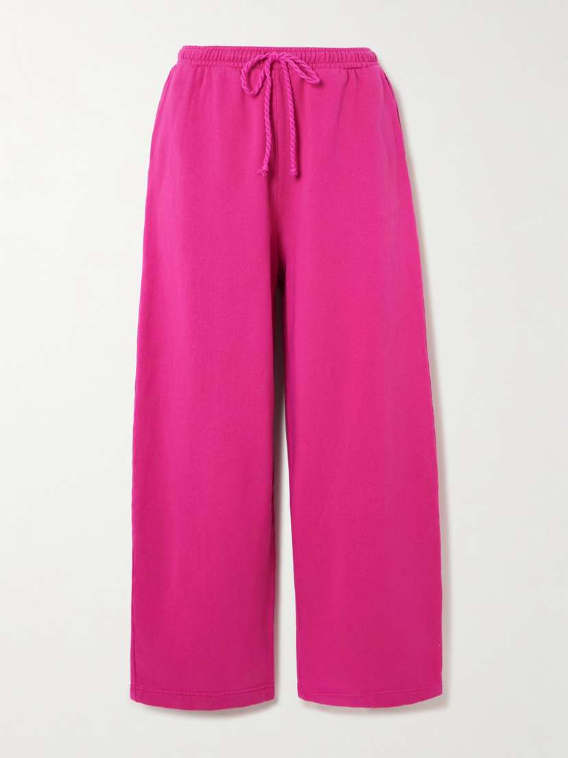 The Elder Statesman Daily Cotton And Cashmere-blend Wide-leg Track Pants