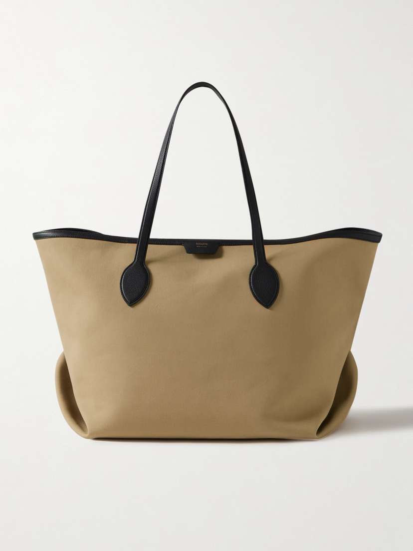 Khaite Amalia Textured Leather-trimmed Canvas Tote