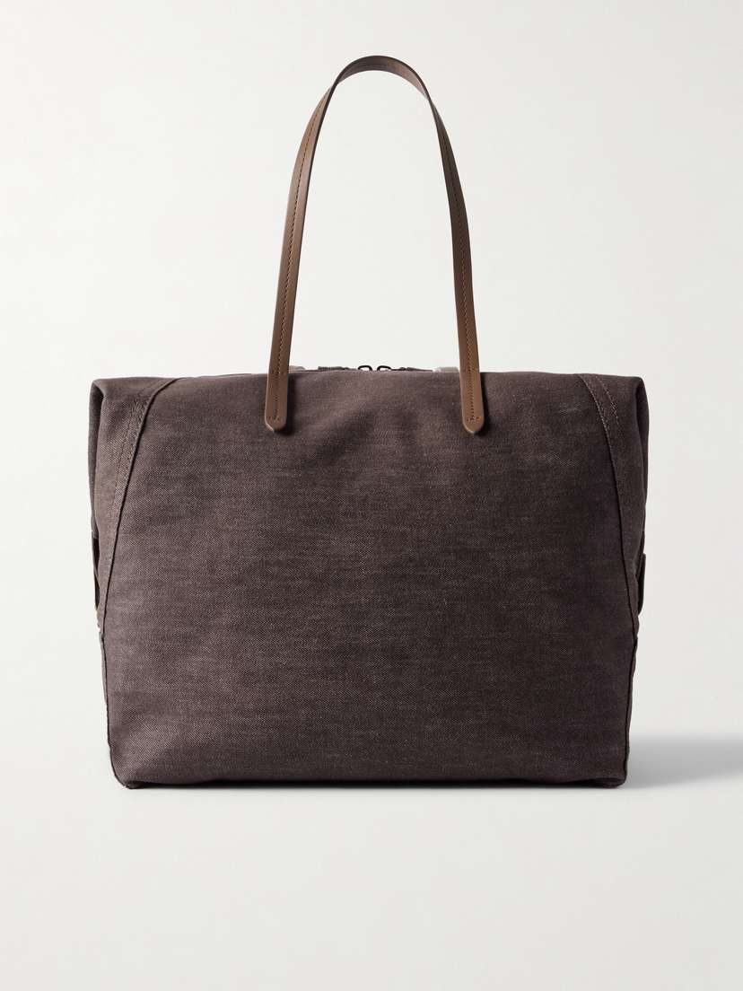 Brunello Cucinelli Leather-trimmed Denim Shoulder Bag