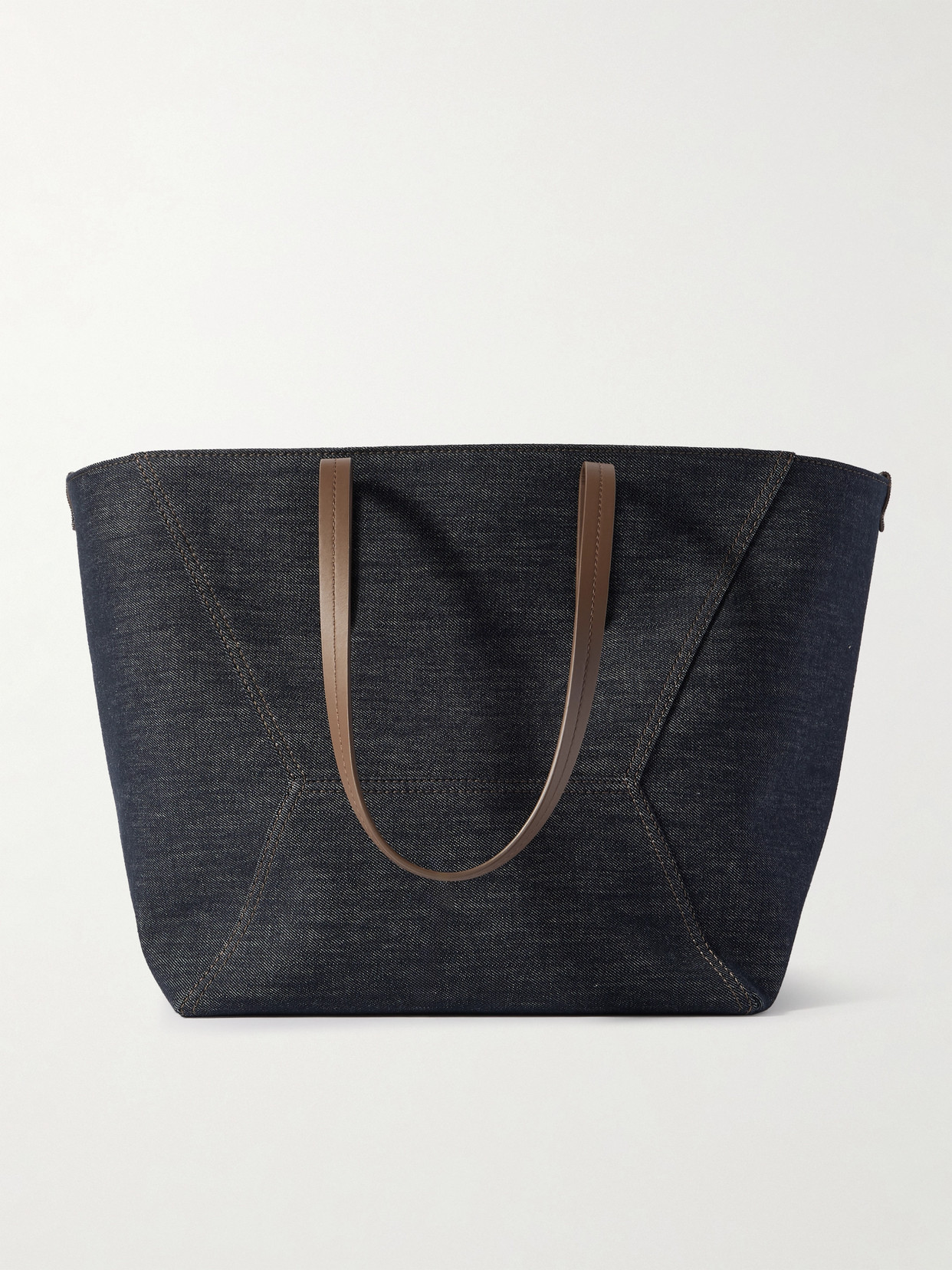 Brunello Cucinelli Leather-trimmed Denim Tote In Blue