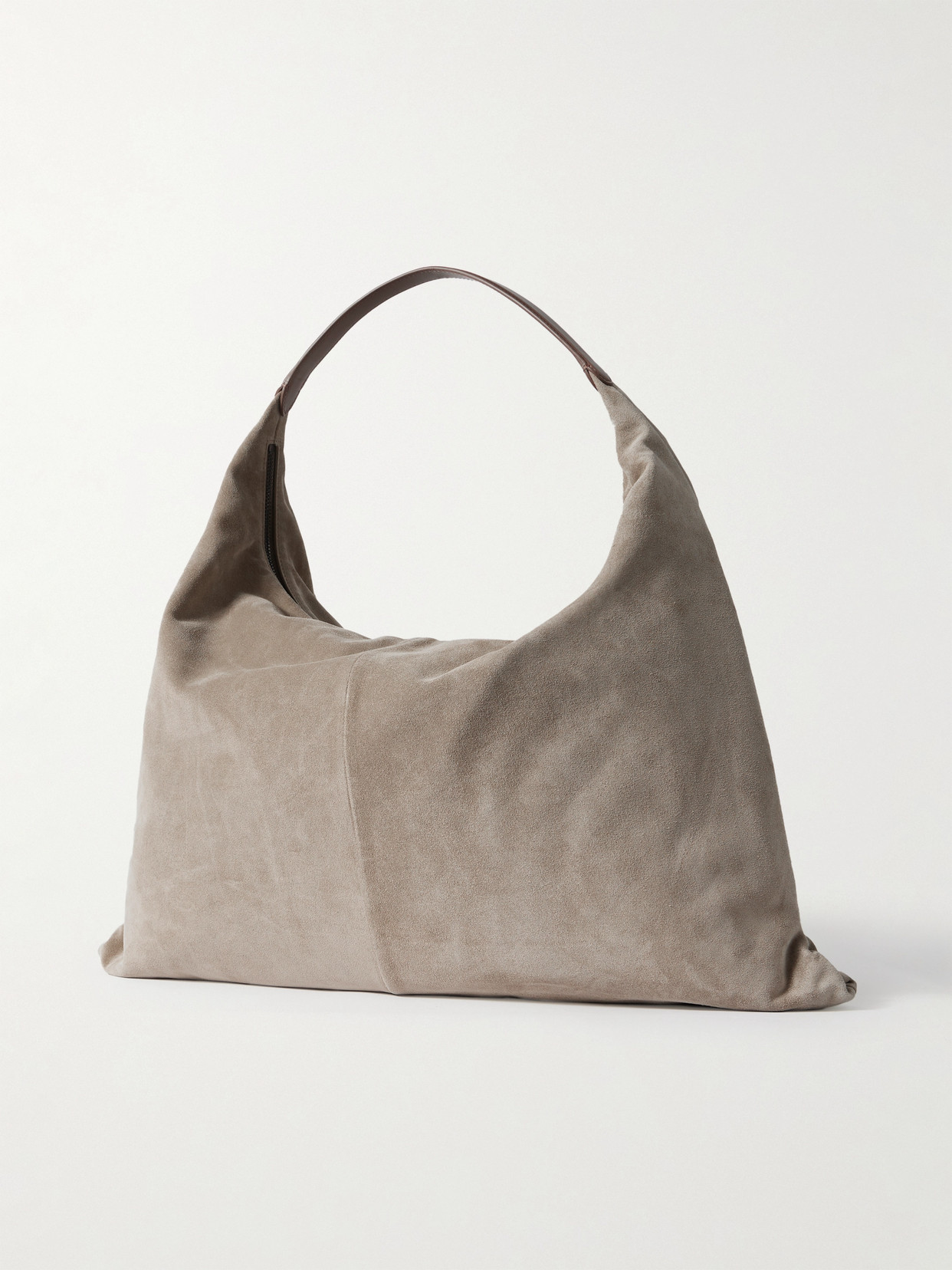 BRUNELLO CUCINELLI LEATHER-TRIMMED SUEDE TOTE