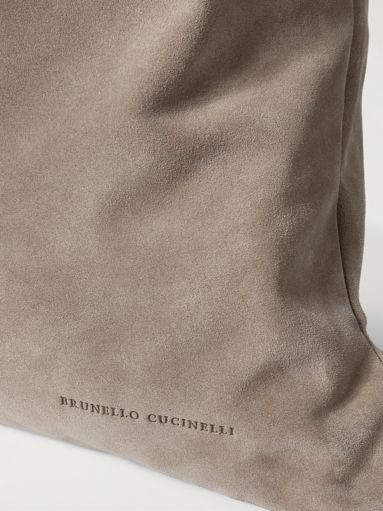 BRUNELLO CUCINELLI LEATHER-TRIMMED SUEDE TOTE