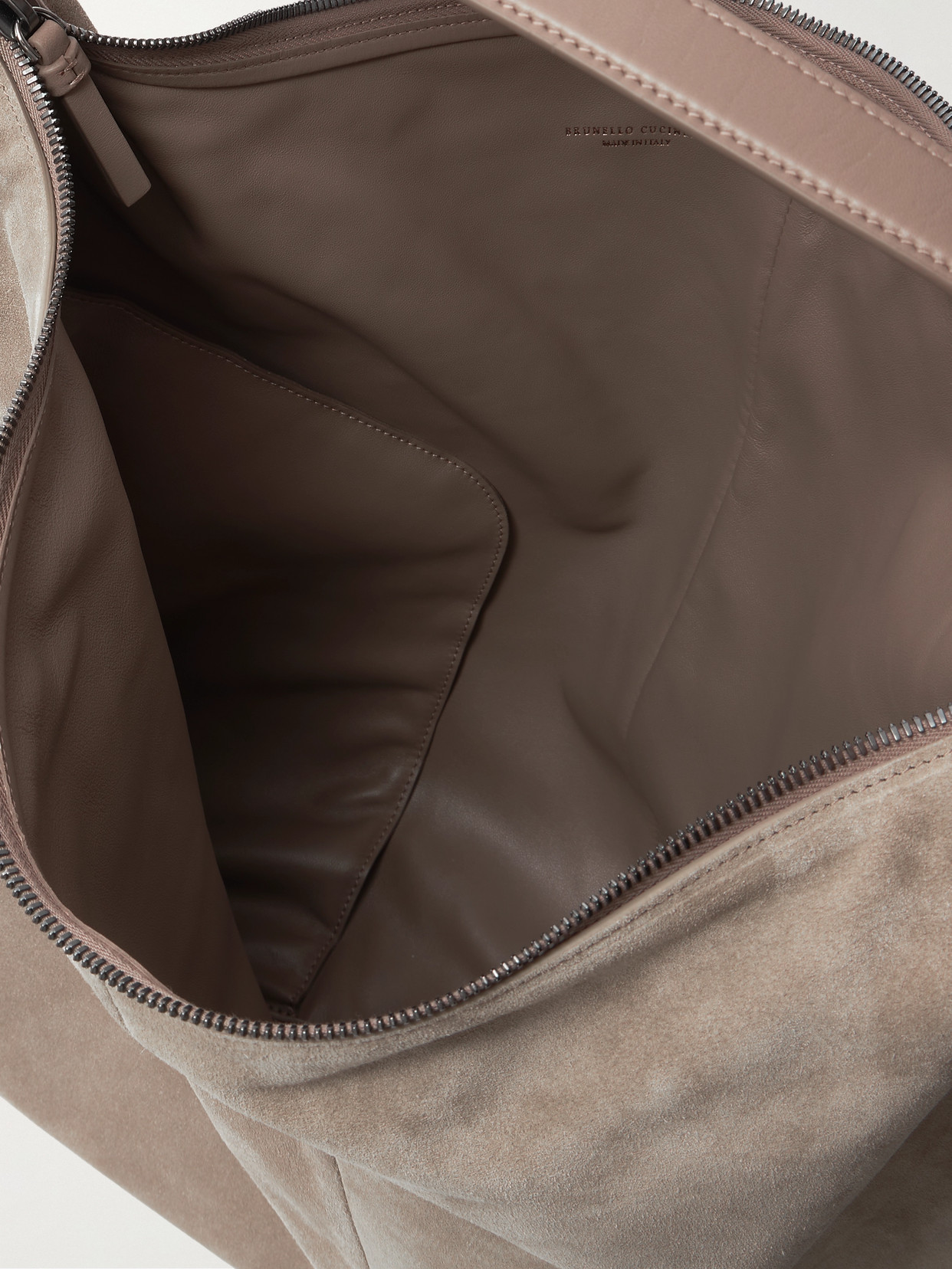 BRUNELLO CUCINELLI LEATHER-TRIMMED SUEDE TOTE
