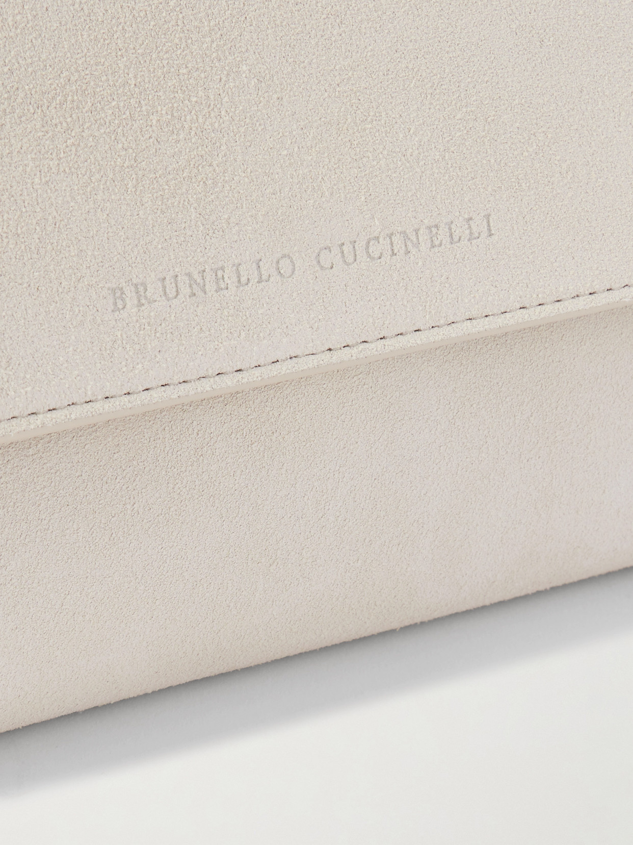 BRUNELLO CUCINELLI BEAD-EMBELLISHED SUEDE SHOULDER BAG