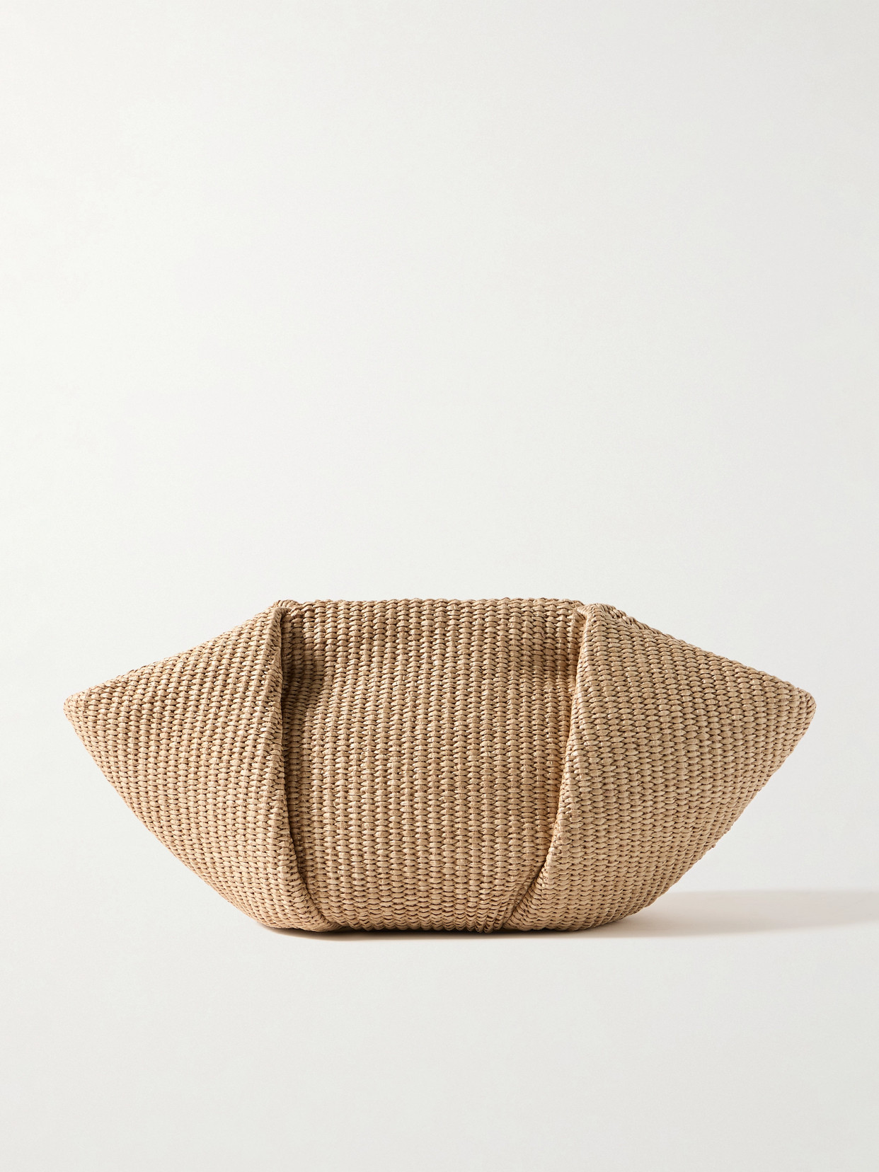 Brunello Cucinelli Pleated Raffia Clutch In Brown