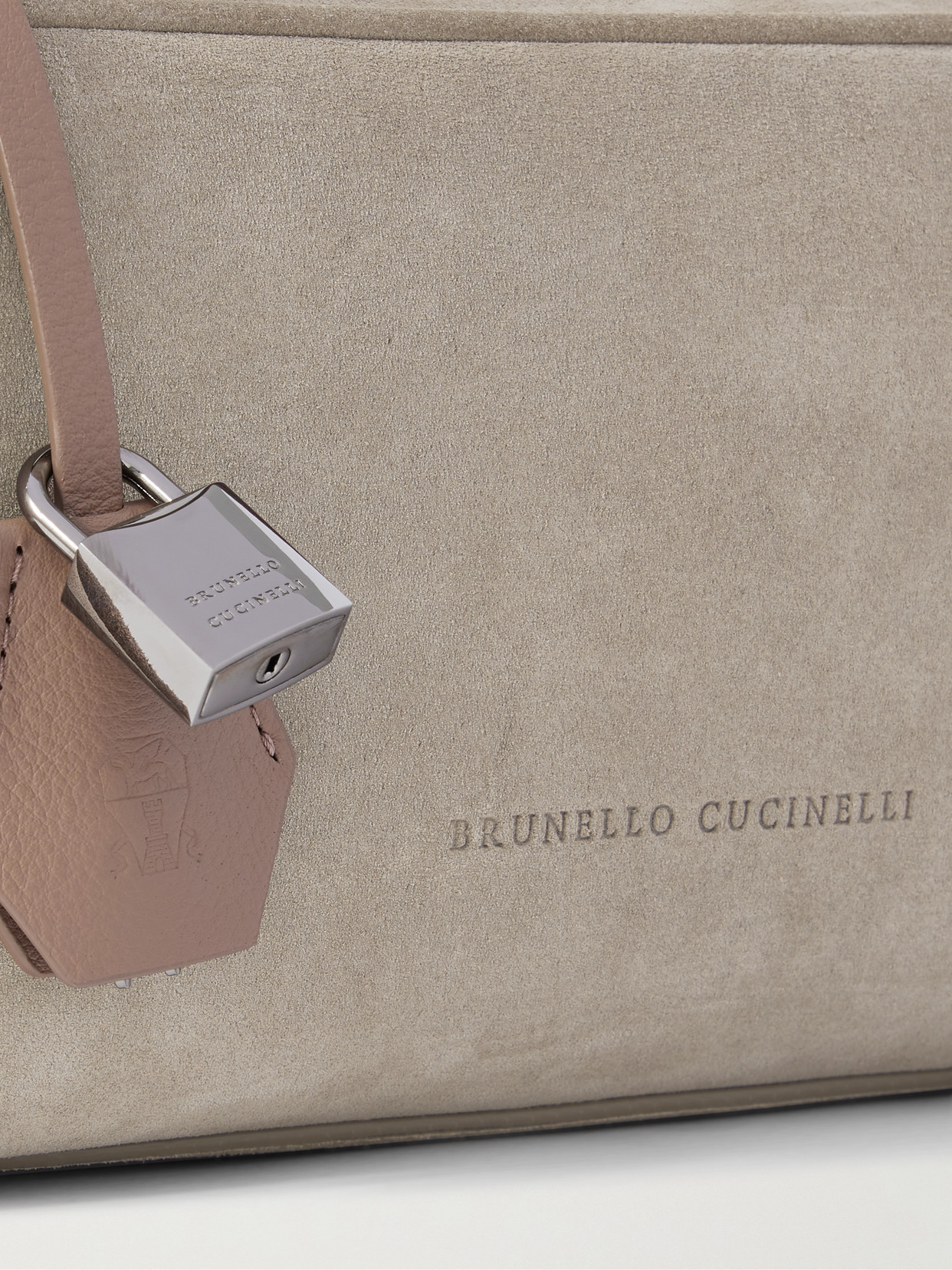 BRUNELLO CUCINELLI LEATHER-TRIMMED SUEDE SHOULDER BAG