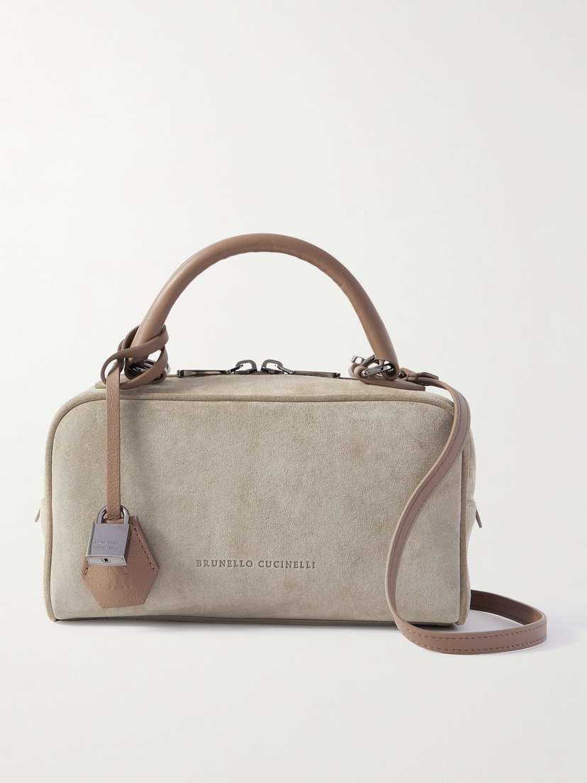 Brunello Cucinelli Leather-trimmed Suede Shoulder Bag