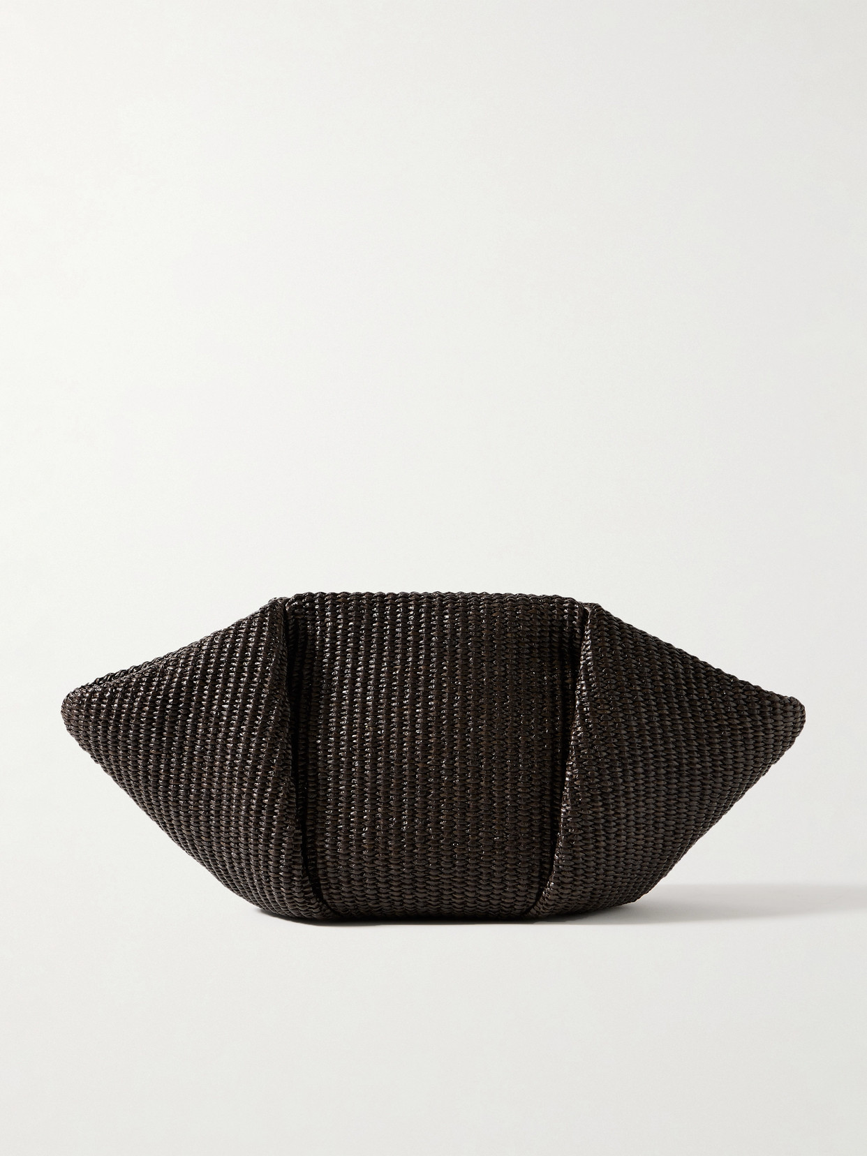 Brunello Cucinelli Pleated Raffia Clutch In Brown