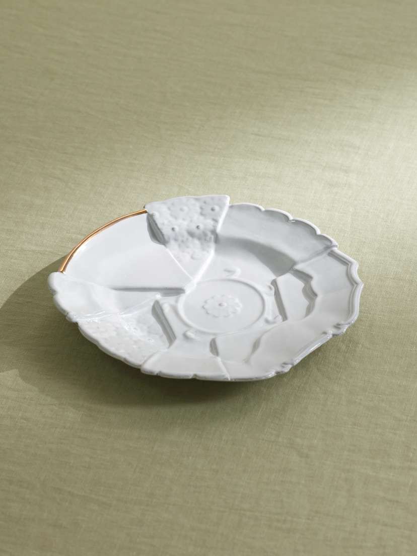 Astier De Villatte + Sacai Patchwork Gold-plated Ceramic Dinner Plate